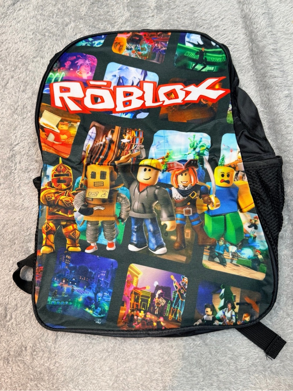 Roblox Kids Backpack in Black with Multicolor Character Print
